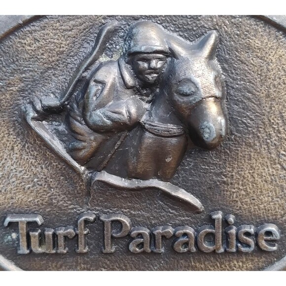 Vintage Turf Paradise Souvenir Belt Buckle // Horse Racing Memorabilia - Picture 2 of 10